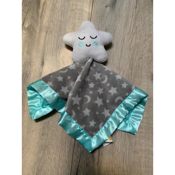 Parents Choice Star Lovey Security Blanket Teal Green White - Picture 1 of 5